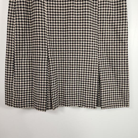 Eddie Bauer Womens Skirt Wool Blend Black Houndstooth Pleated Size 12 Academia - Picture 5 of 13